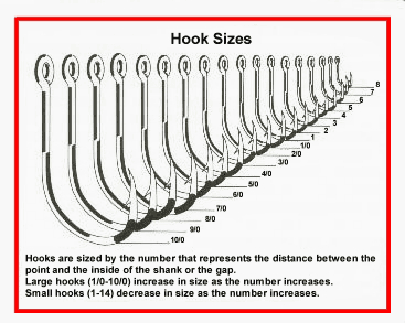 Where can you buy a fishing hook size chart?