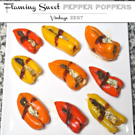 Flaming Sweet Pepper Poppers on Diane's Vintage Zest!
 A super easy party-ready appetizer that's colorful and delicious!
#ad #VivaLaMorena #recipe #spicy #jalapeno #stuffed