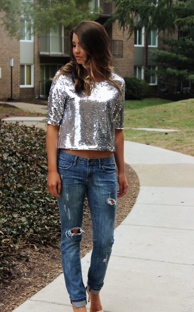 A Style Love Affair sequins and boyfriend jeans