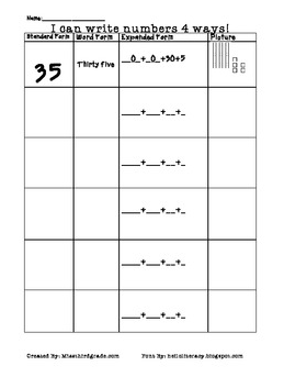 Courtney Mann, ETC: "I can write numbers 4 ways" Number Freebie and