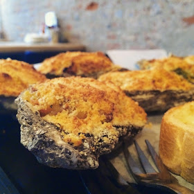 Corn Maque Choux Baked Oysters
