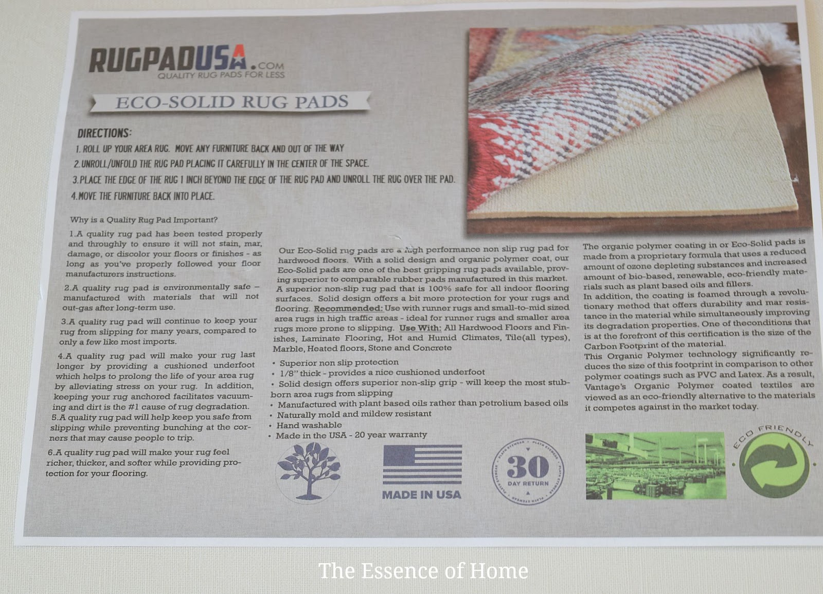 The Essence of Home Rug Pad Review and Foyer