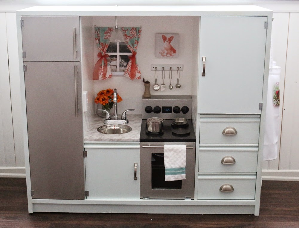 On A Cold Day DIY Play Kitchen From Old TV Stand!