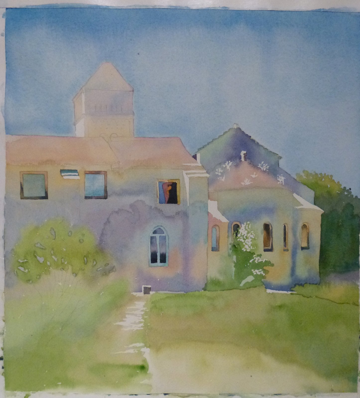 The Cutting Garden Pastel over watercolor