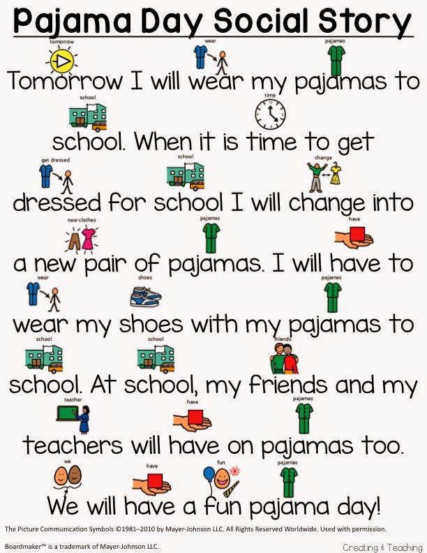 Pajama Day for Special Needs Learners creating & teaching