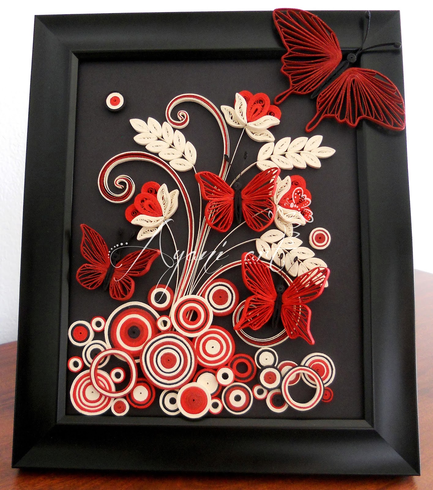 Ayani art Quilled Red Butterflies Quilling techniques, Paper