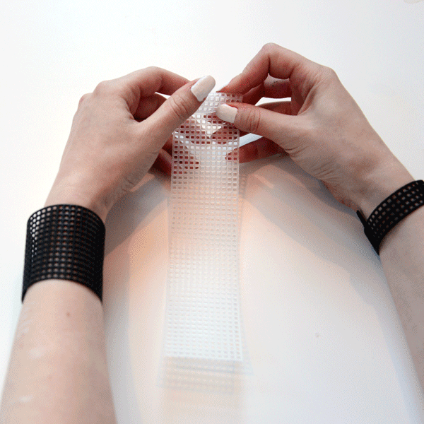 grid plastic canvas bracelet rolling