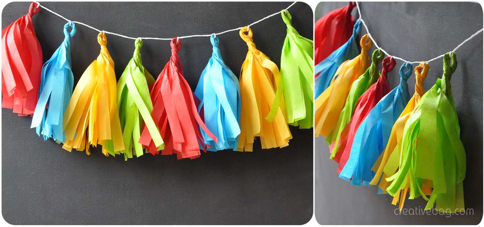diy tissue paper tassel garland colour inspiration | by Lorrie Everitt for CreativeBag.com