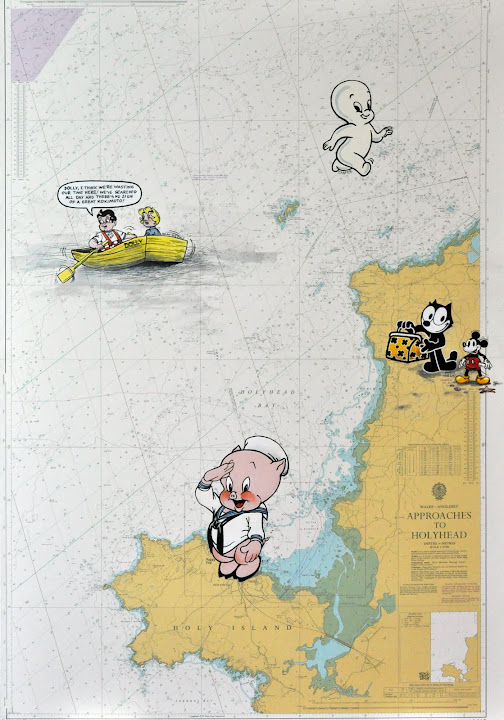Seascape 41, 2015. Navigation map, acrylic on canvas, 100 x 70 cm