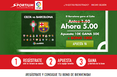 Sportium Super cuota 5 Barcelona gana Celta 23 septiembre sportiumSportium Super cuota 5 Barcelona gana Celta 23 septiembre