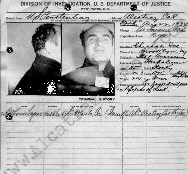 Al+Capone's+Last+Days Capone’sinitial entry forms at Alcatraz Prison. It would become a ...