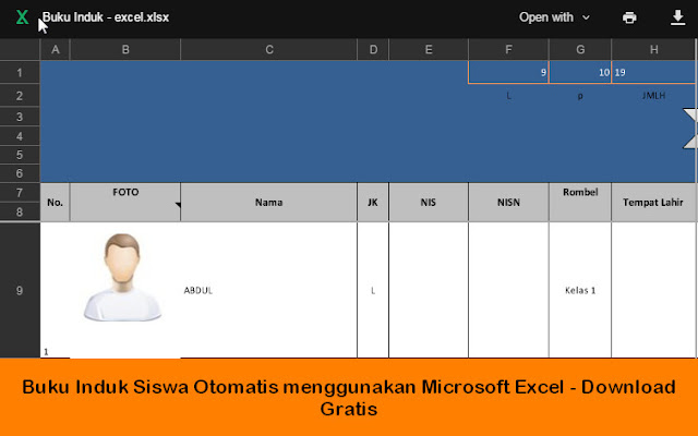 Buku Induk Siswa Otomatis menggunakan Microsoft Excel