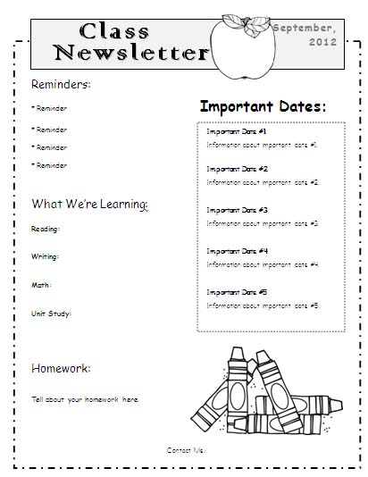 Free Monthly Newsletter Templates For Teachers | Classroom Newsletter Template Word Free Monthly Newsletter Templates For Teachers | Classroom Newsletter Template Word
