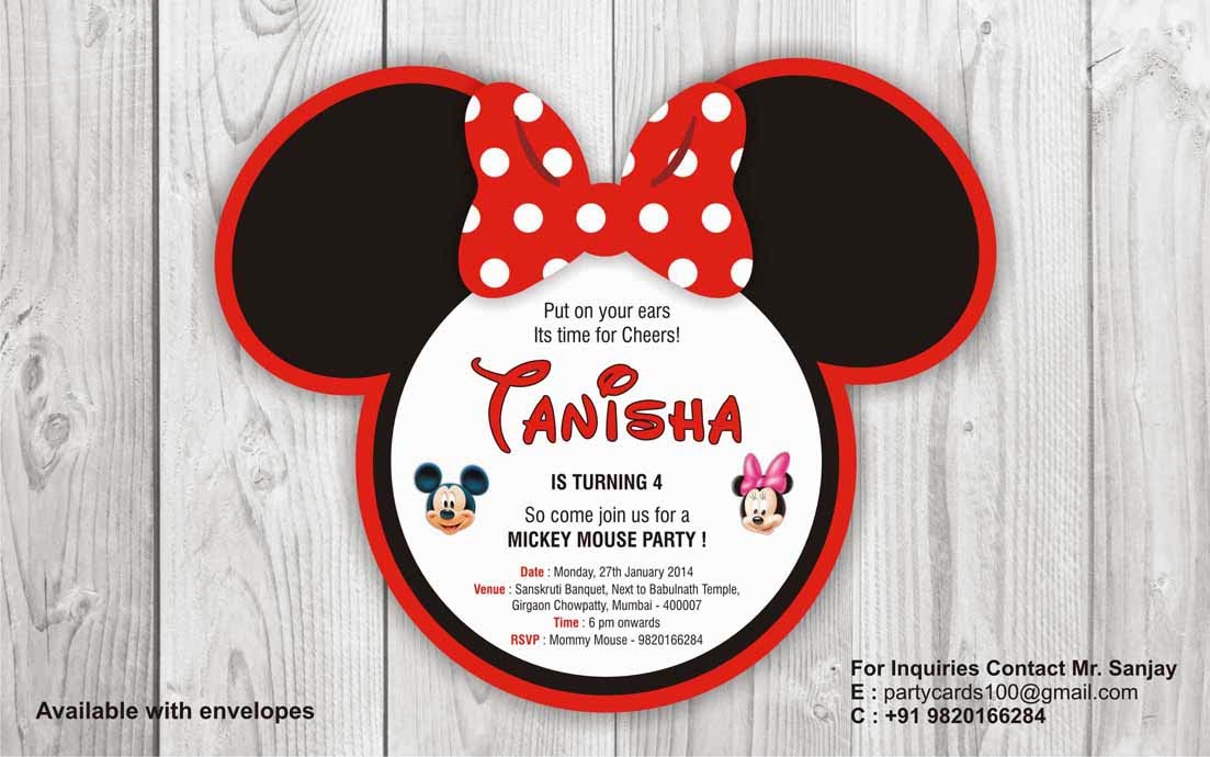 birthday party invitation card invite personalised return gifts mickey mouse birthday party invitation