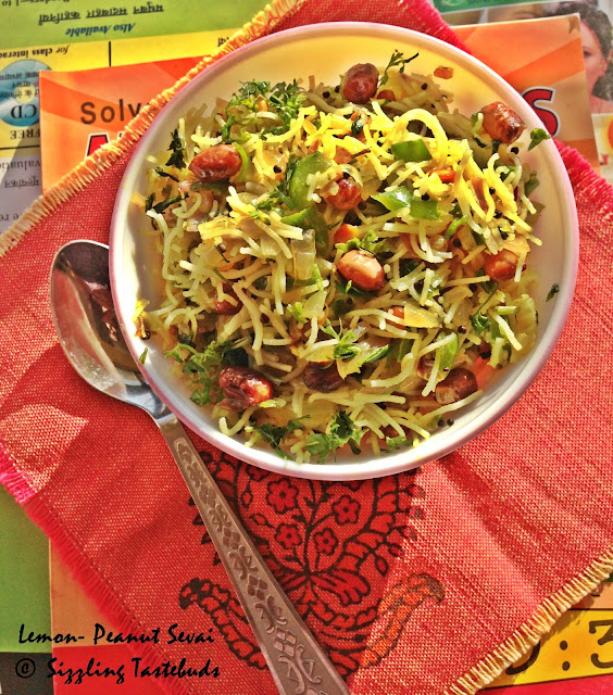 Sizzling Tastebuds: Lemon Peanut Sevai | Savoury vermicelli with Lemon