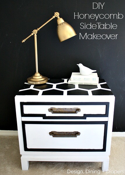 DIY Honeycomb Side Table Makeover by Design, Dining, and Diapers 