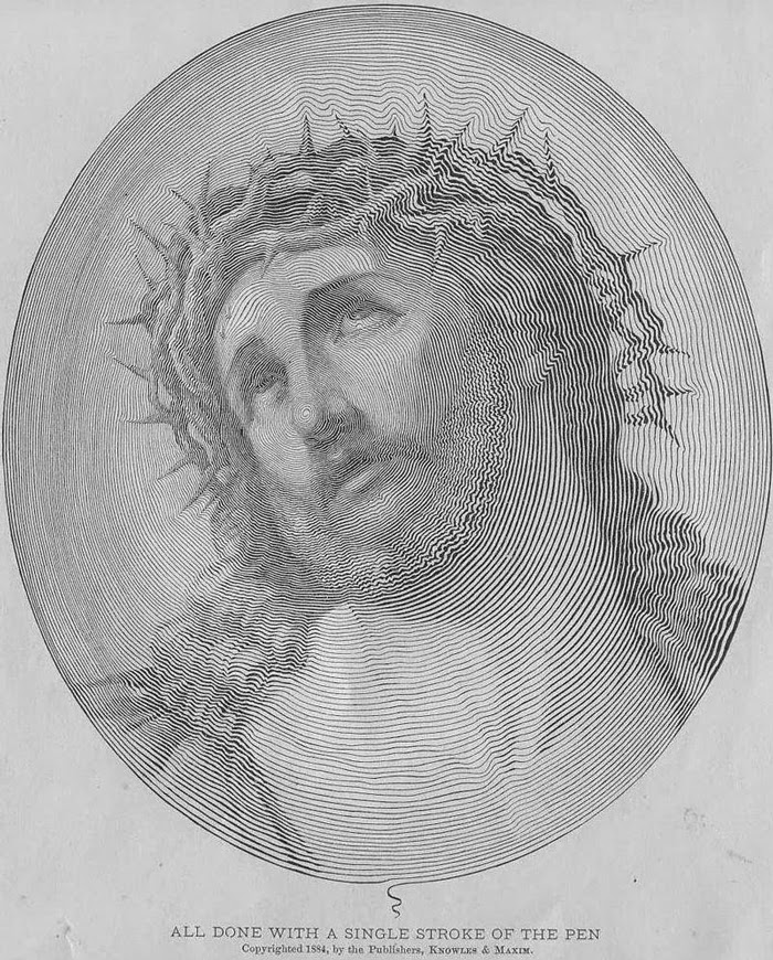Line Drawing Jesus : Jesus drawing done with one continuous line graphic