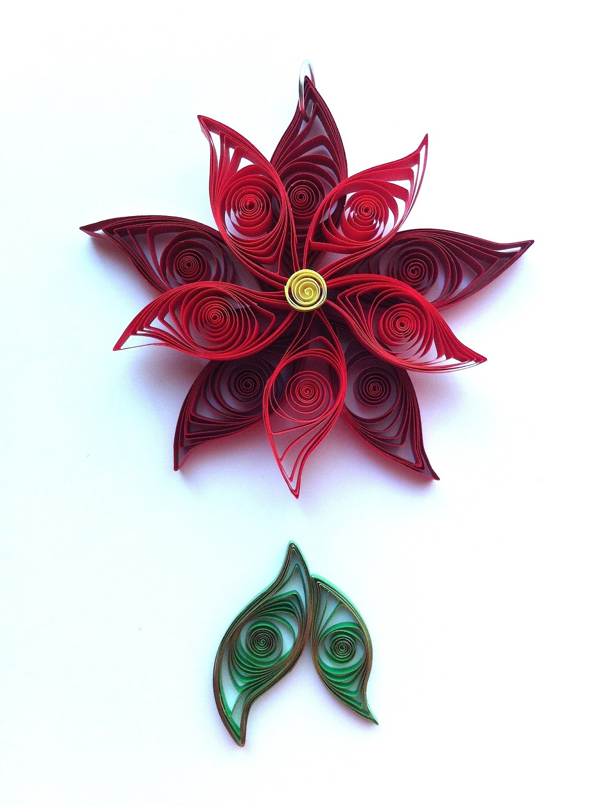 Paper Spiral Quilled Poinsettia Flower Ornament
