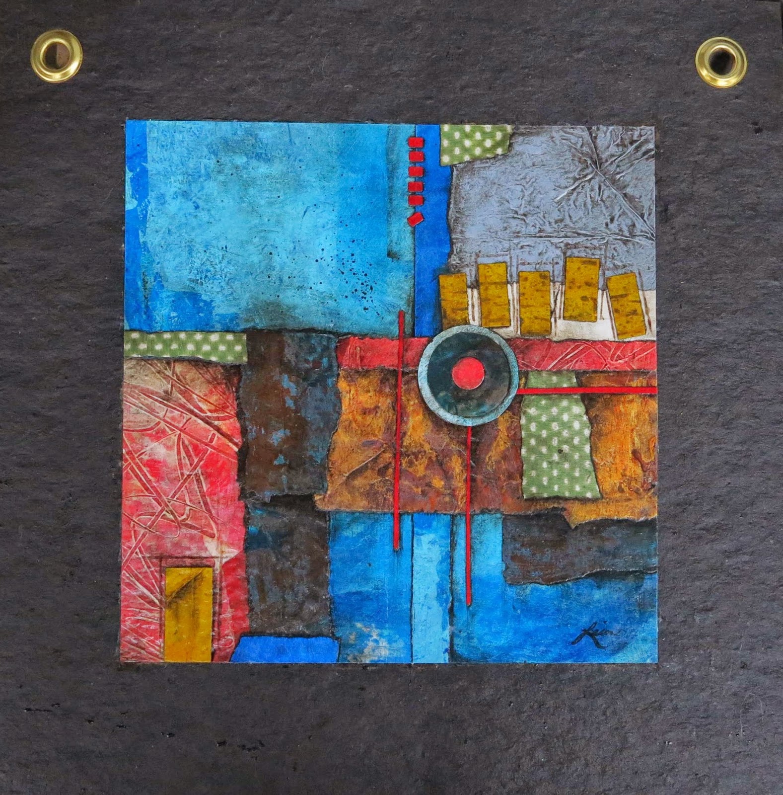 Collage art of Laura LeinSvencner Last of the 6 Tar paper art piece