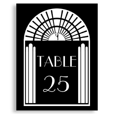 These vintage Art Deco themed Wedding Reception table number cards measure