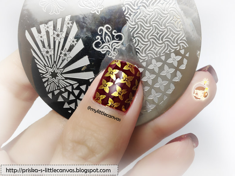 MyLittleCanvas Simple Stamping Gold floral nails