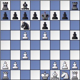 Posición de la partida de ajedrez Benrstein contra Pomar, 1949, 11... Rxe7