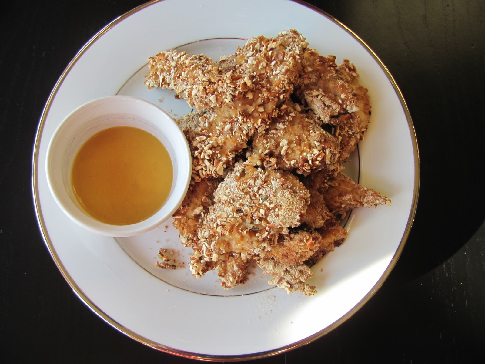 With Blonde Ambition Baked Panko Pretzel Chicken Strips with Honey