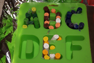 Melted crayon letters