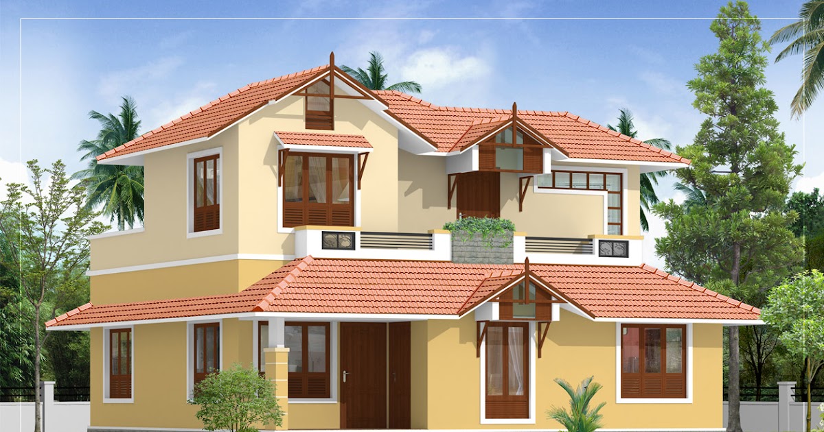 Beautiful Sloping Roof House Elevation - 1840 Sq. Ft. | Indian Home Decor