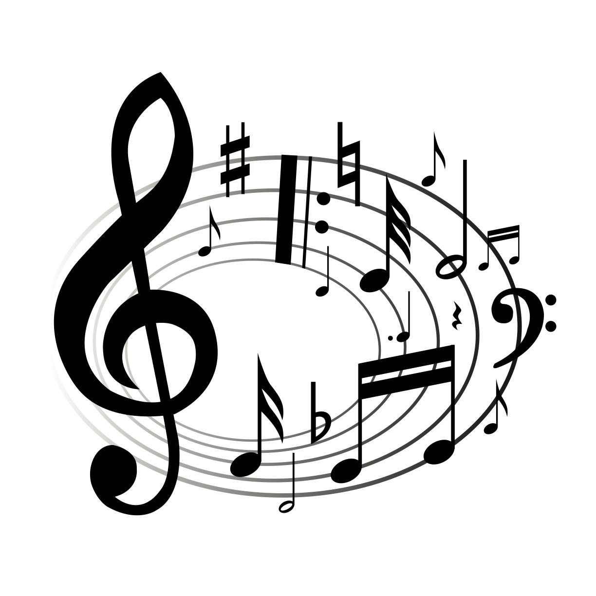 Music symbols in a circle