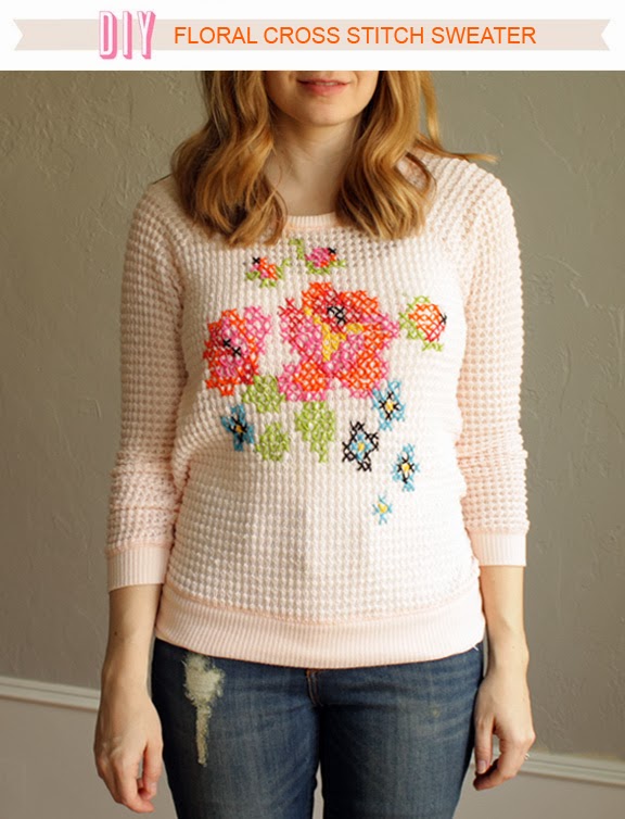 Über Chic for Cheap DIY Floral Cross Stitch Sweater