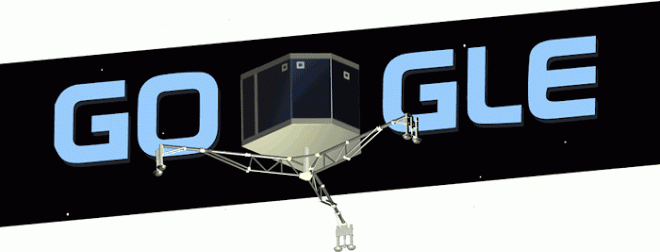 Aterrizaje del módulo robótico Philae Doodles de Google, interactivo