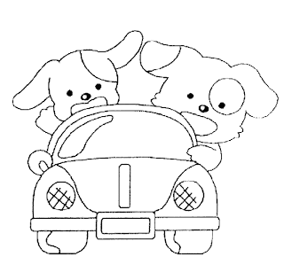 desenho de cachorros no carrinho para pintar