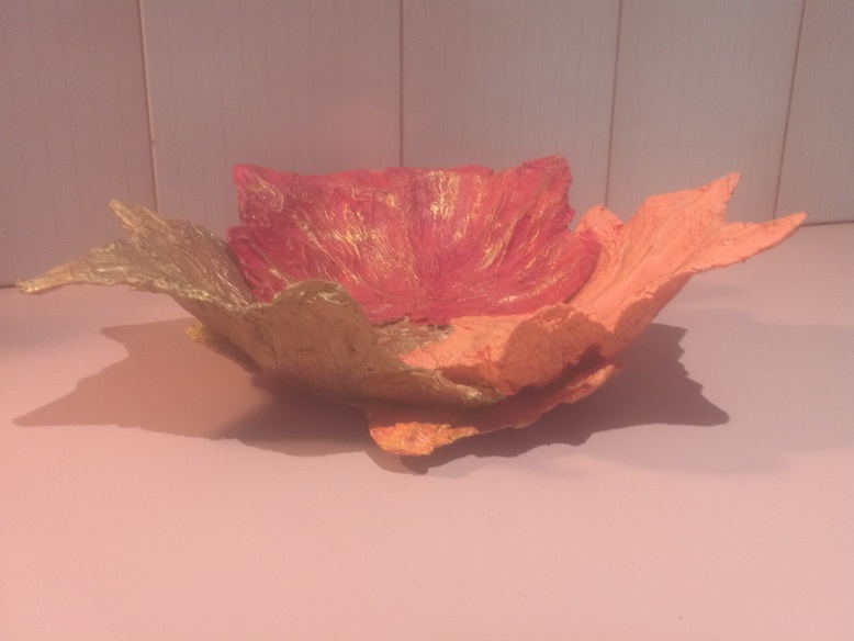 Crafty little Beanut! Papier Mache leaf bowl 2