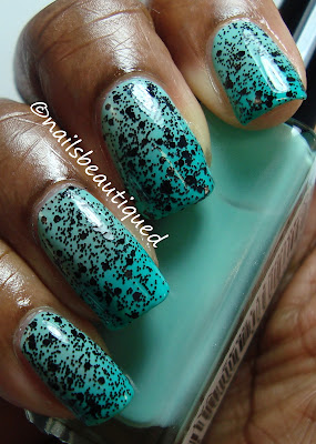 Teal gradient with black hex glitter