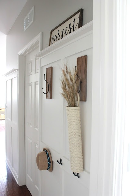 DIY Board and Batten Hallway Coat Rack. Imagine this pretty (and functional) wall greeting you every time you walked into your home!