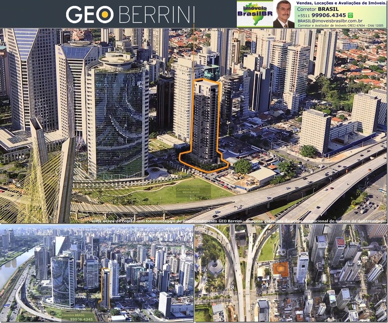 GEO BERRINI - Aptos 1 e 2 suítes, vista à Ponte Estaiada entre Av. Berrini e Nações Unidas-Brooklin