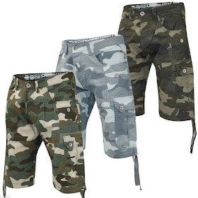 Crosshatch Uomo Camouflage Pantaloncini Crosshatch Stile Militare Lunghezza Al Ginocchio 