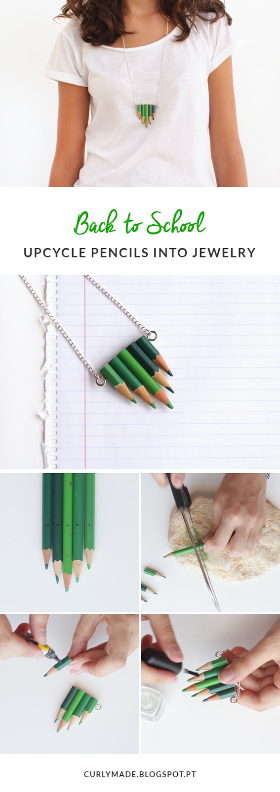 Upcycle Pencils Into Jewelry // Back to school DIY Curly Made