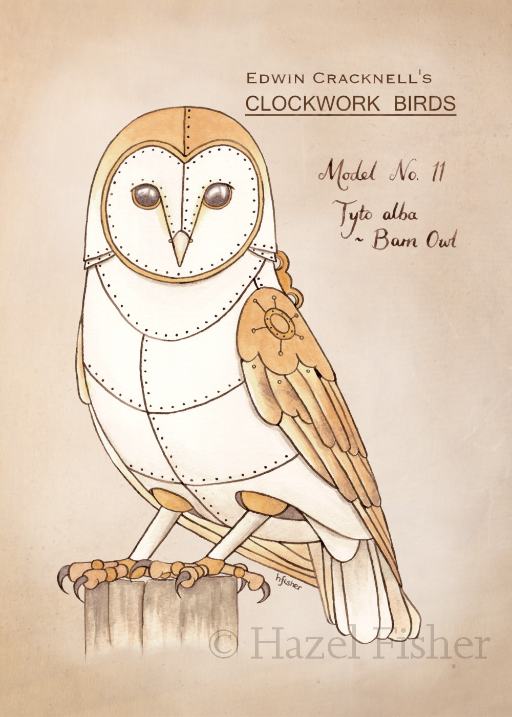 Hazel Fisher Creations Clockwork Barn Owl