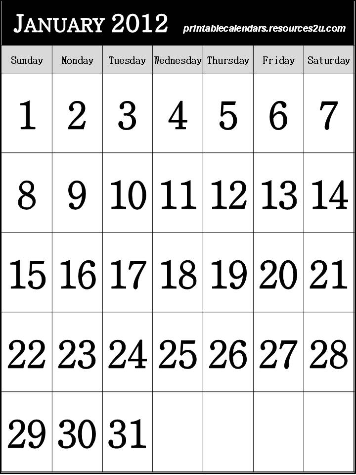 Free Templates Calendars 2012