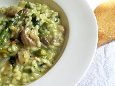  Asparagus and Pesto Risotto with Mushrooms
