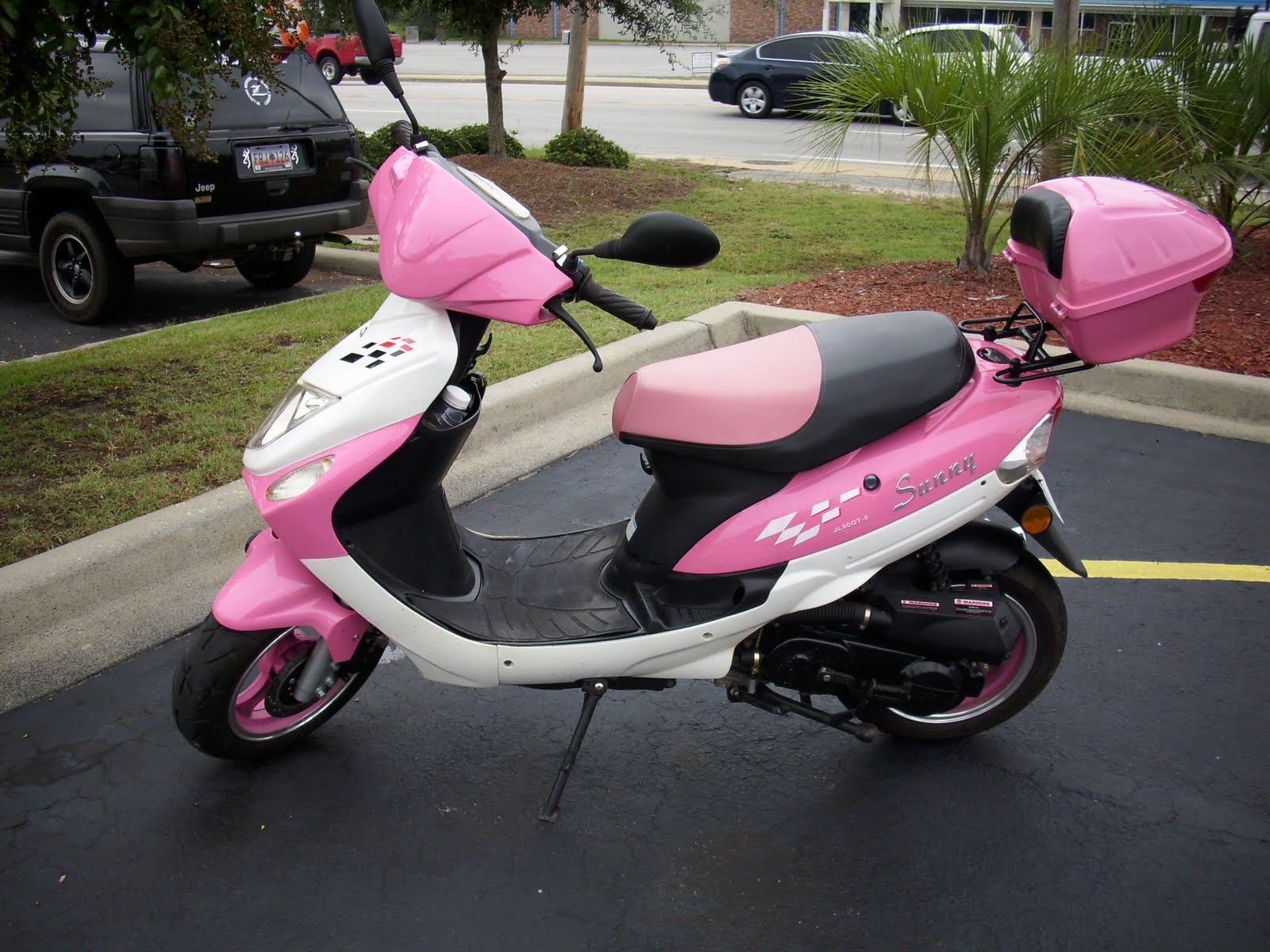 Heyward and Rena Maes Daughter: Pink moped