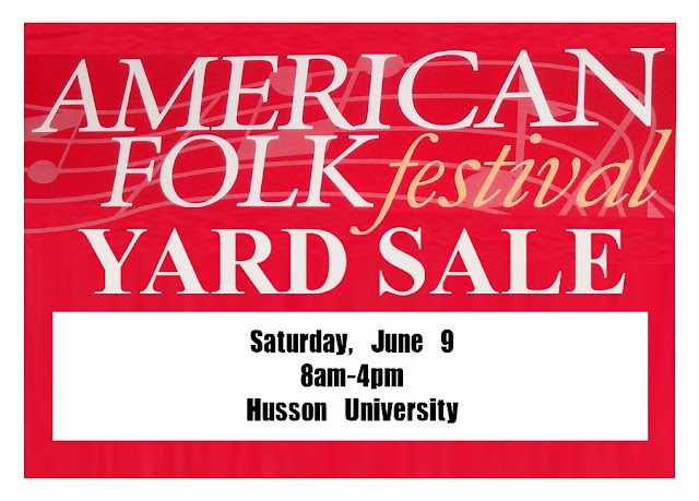 American Folks Festival, Bangor,Yard Sale,sign,Husson University