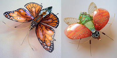 beautiful insect from recycled circuit boards