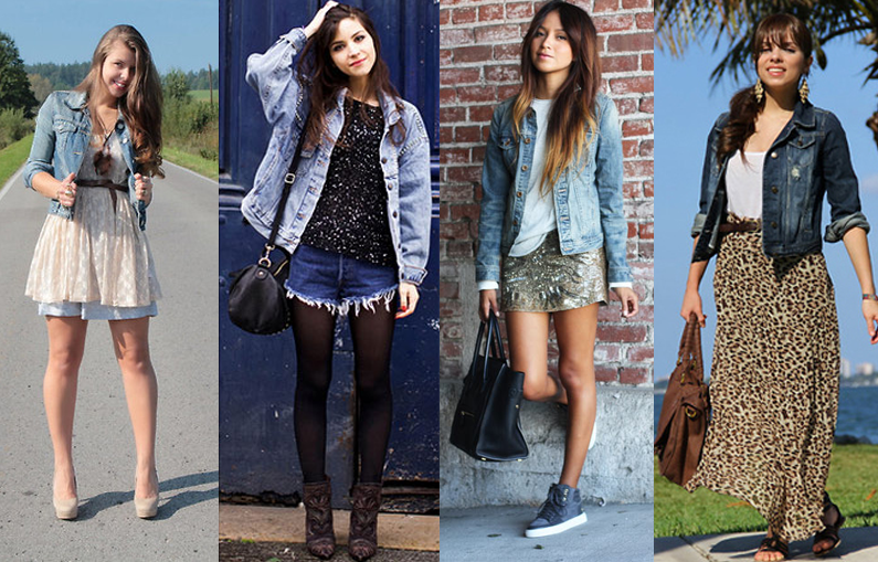 saia longa com jaqueta jeans