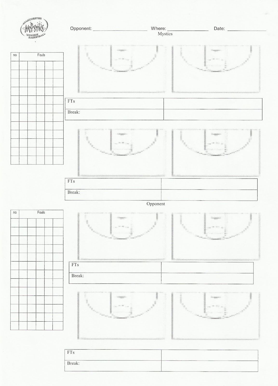 Basketball Possession Chart Template