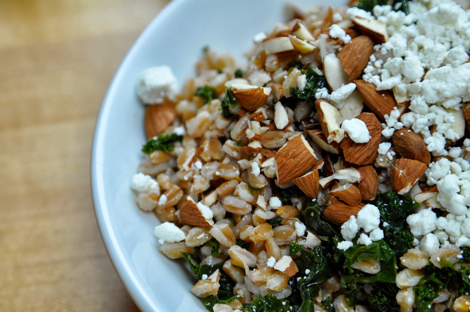 Two Blue Lemons Lemony Kale & Farro Salad with Goat Cheese