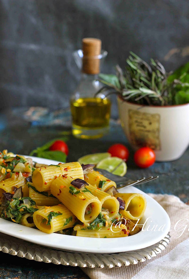 Spinach and Eggplant Rigatoni with Lemon Cream Sauce Fun FOOD and Frolic