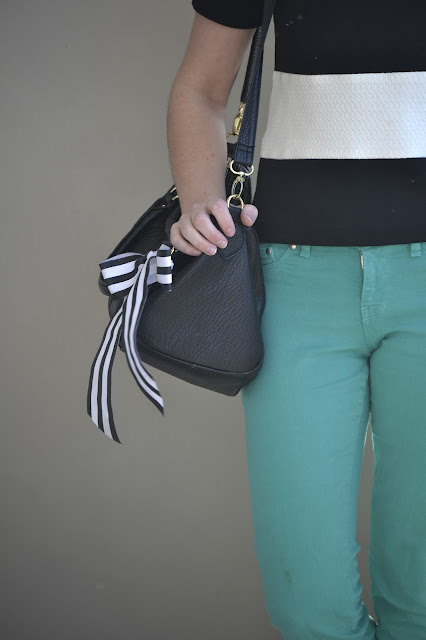 black and white stripes, black and white, william rast, green jeans, spring jeans, express top, express sale, the bay, steve madden bag, 